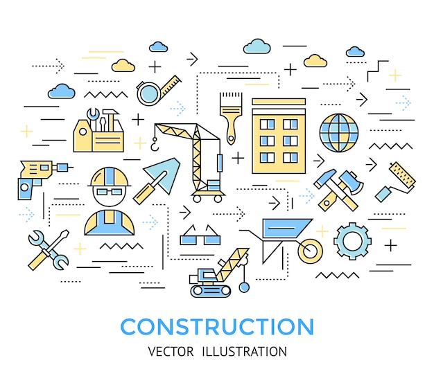 Fondo de trabajo de línea de construcción