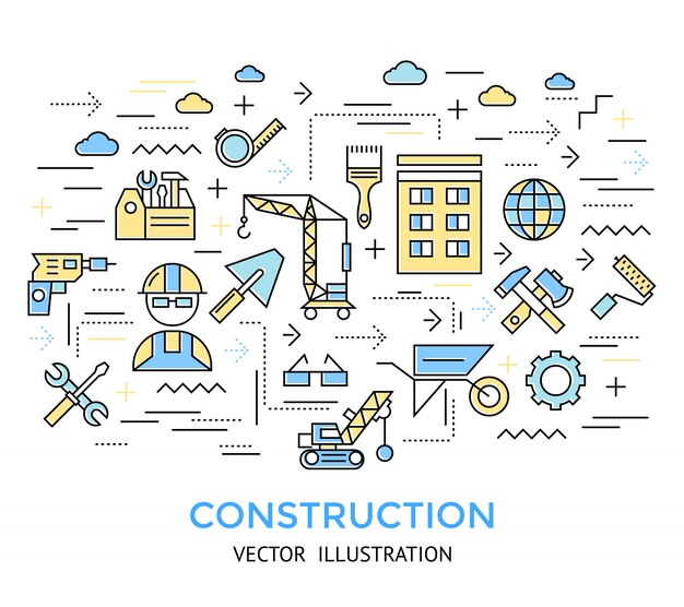 Fondo de trabajo de línea de construcción