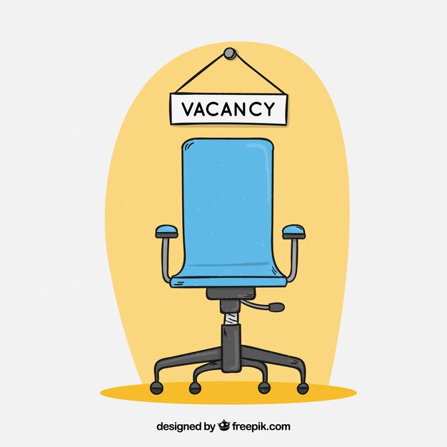 Fondo de trabajo vacante con silla azul