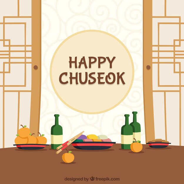Fondo de tradicional chuseok en estilo plano