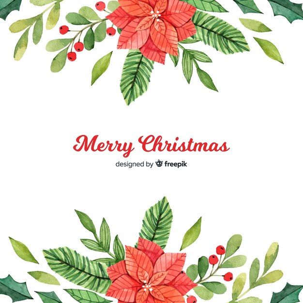 Fondo tradicional de navidad en acuarela