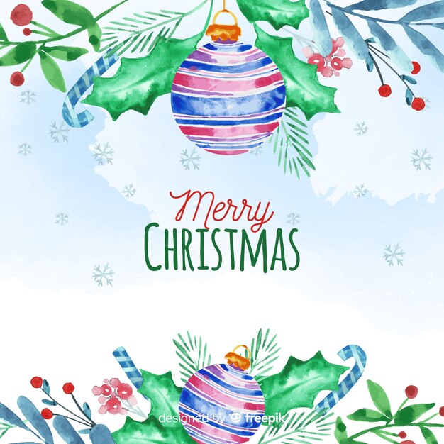 Fondo tradicional de navidad en acuarela