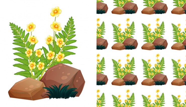 Vector gratuito fondo transparente con bonitas flores y piedras