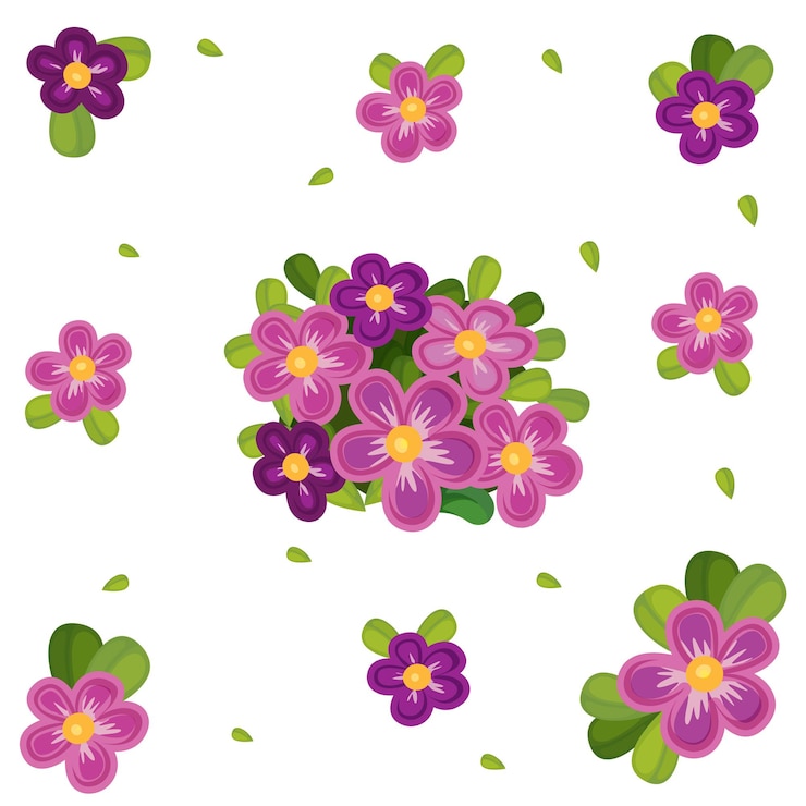 Vector gratuito fondo transparente con flores de color púrpura