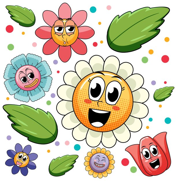 fondo transparente con flores de colores