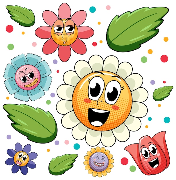 fondo transparente con flores de colores