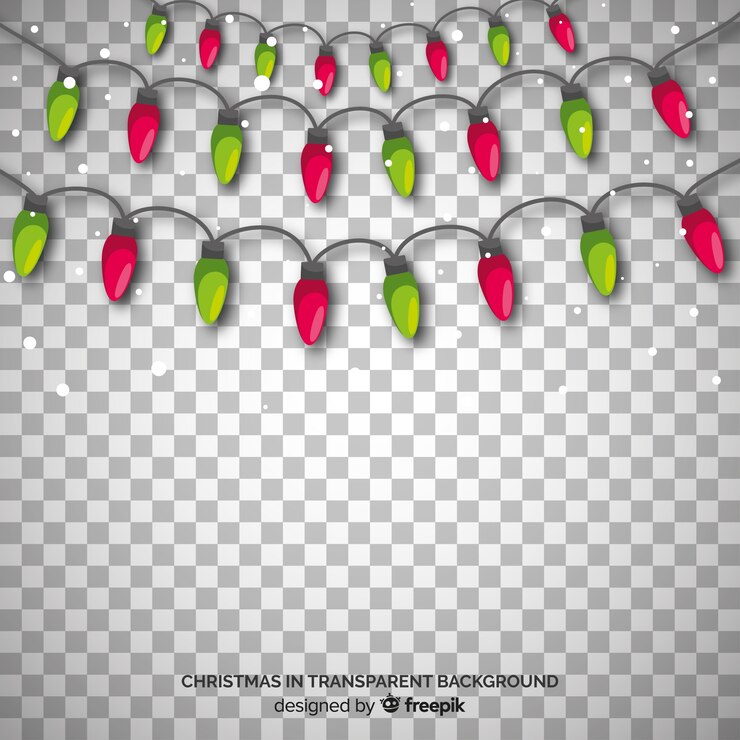 Vector gratuito fondo transparente de luces rojas y verdes de navidad