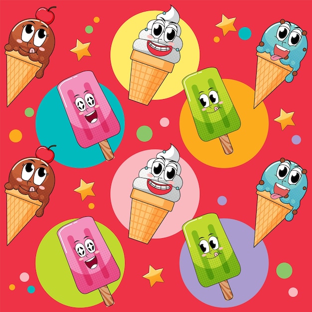 Fondo transparente con muchos helados