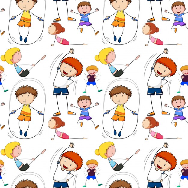 Fondo transparente con niños haciendo ejercicio
