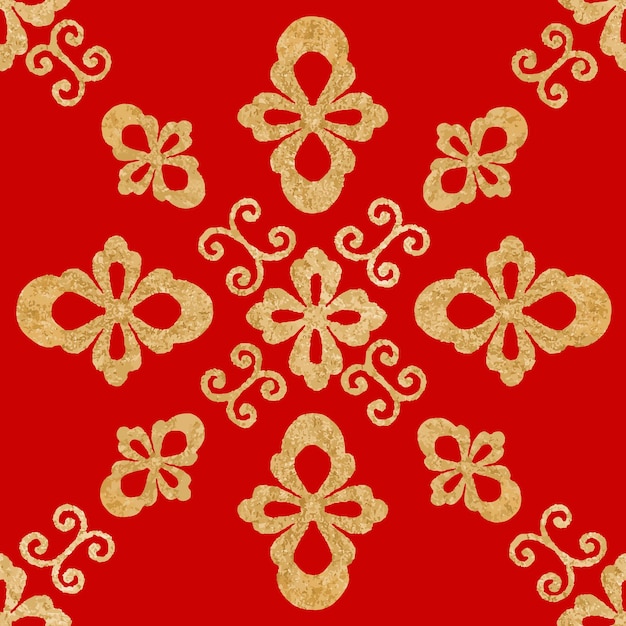 Fondo transparente de oro rojo arte chino patrón