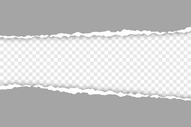 El fondo transparente del papel desgarrado gris