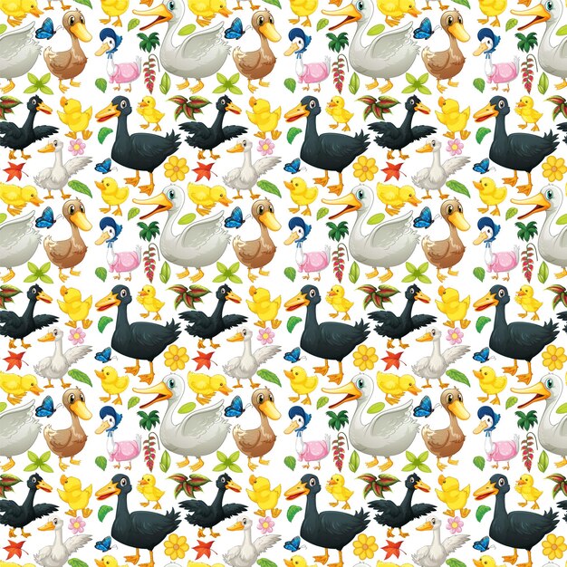 Fondo transparente con patos y patitos
