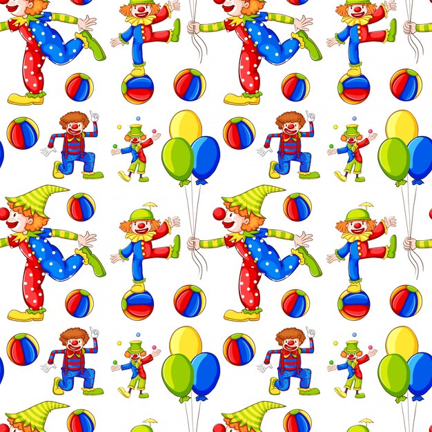 Fondo transparente con payasos y globos