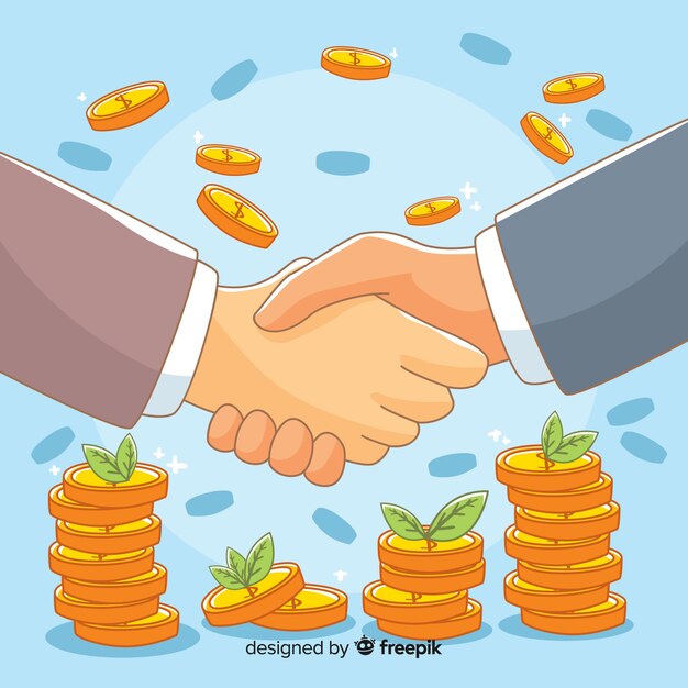 Fondo trato de negocios dibujado a mano