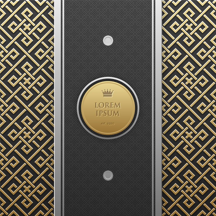 Vector gratuito fondo con tres partes y patrón dorado