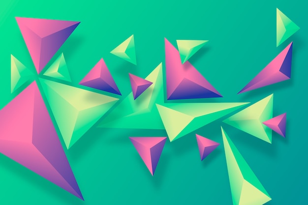 Fondo de triángulo 3D con colores vivos