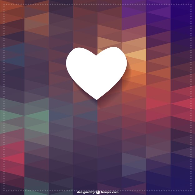 Fondo con triángulos y silueta de corazón