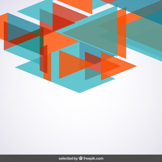 Fondo de triángulos translúcidos azul y naranja
