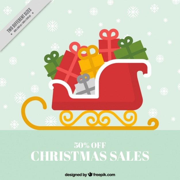 Vector gratuito fondo de trineo rojo con regalos 