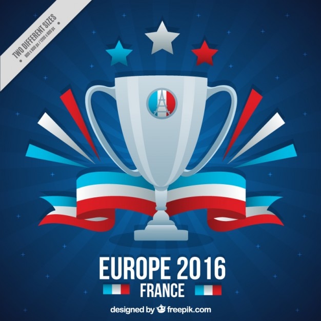 Vector gratuito fondo de trofeo de eurocopa 2016 con cinta