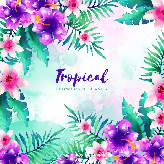 Vector gratuito fondo tropical en acuarela