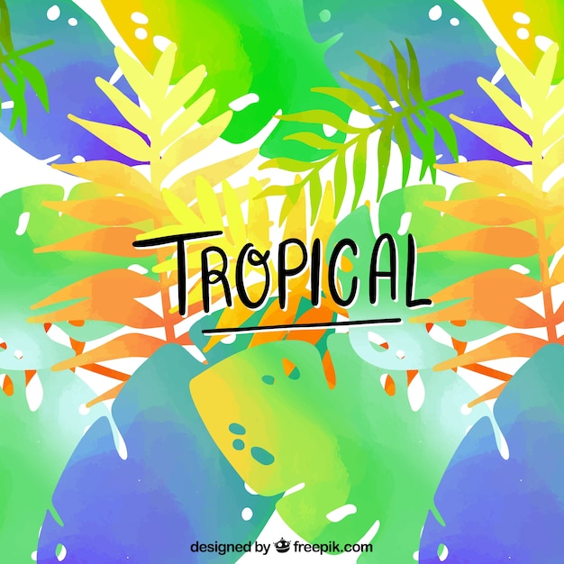 Vector gratuito fondo tropical adorable en acuarela