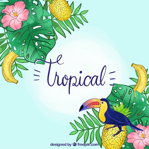 Fondo tropical adorable en acuarela