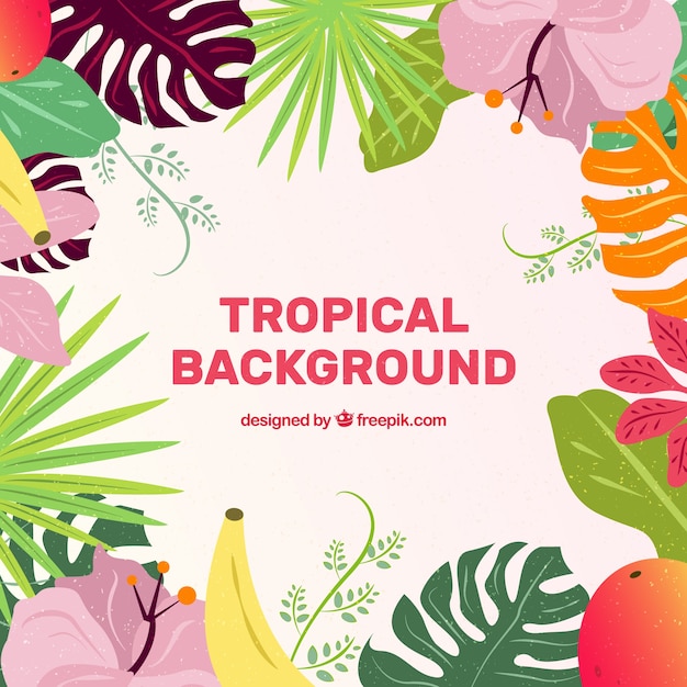 Fondo tropical adorable dibujado a mano