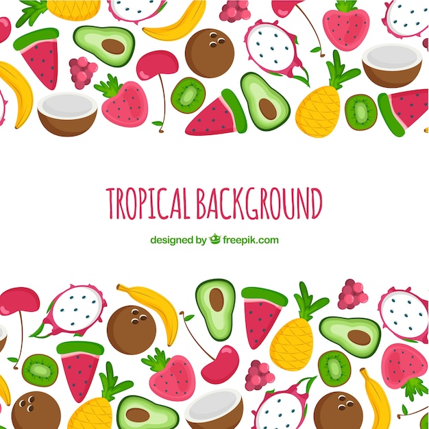 Vector gratuito fondo tropical adorable dibujado a mano