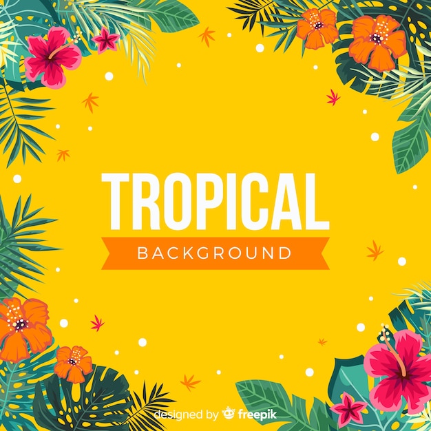 Vector gratuito fondo tropical adorable con diseño plano