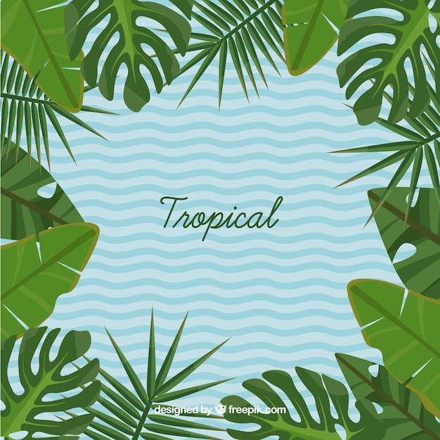 Fondo tropical adorable con diseño plano