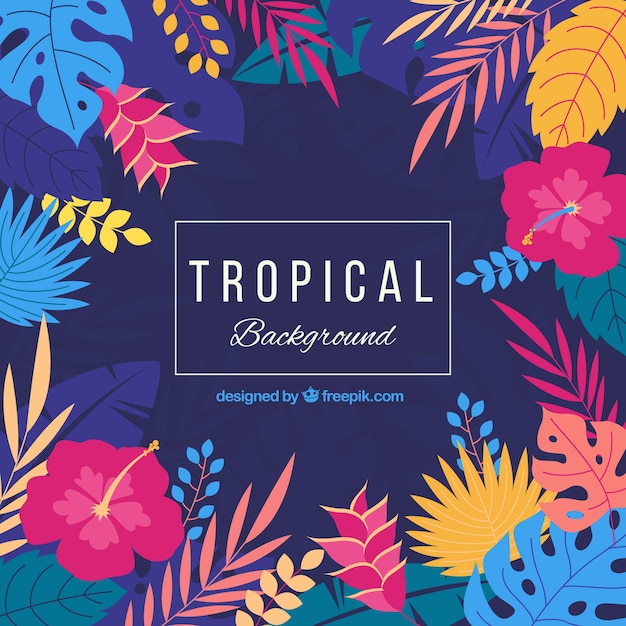 Fondo tropical adorable con diseño plano