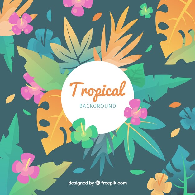 Fondo tropical adorable con diseño plano