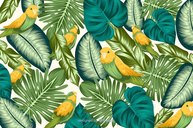 Fondo tropical con animales