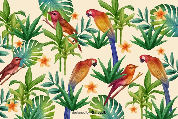 Vector gratuito fondo tropical con animales