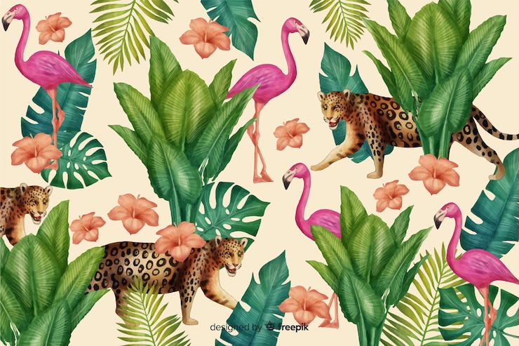 Vector gratuito fondo tropical con animales