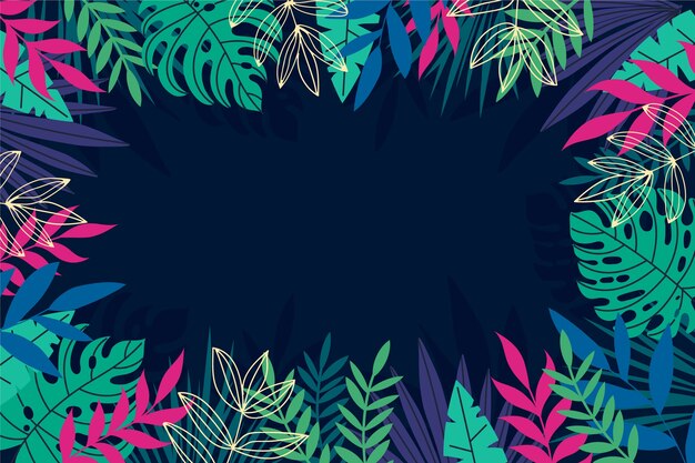 Fondo tropical de colores dibujado a mano