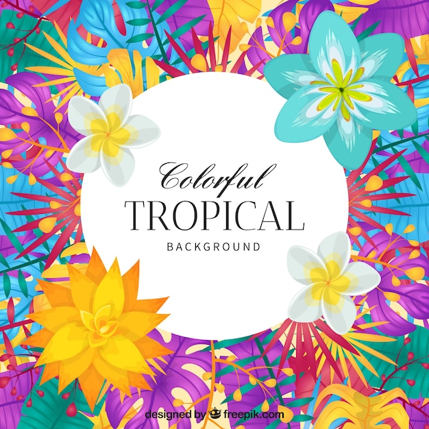Vector gratuito fondo tropical colorido con diseño plano