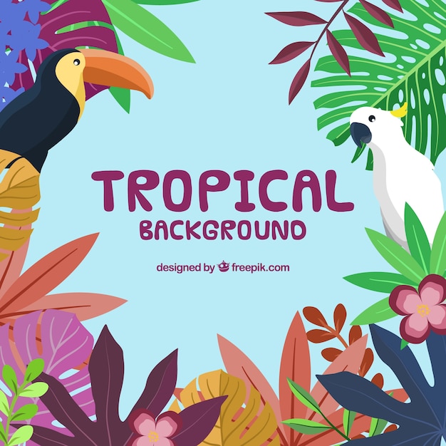 Vector gratuito fondo tropical colorido con diseño plano