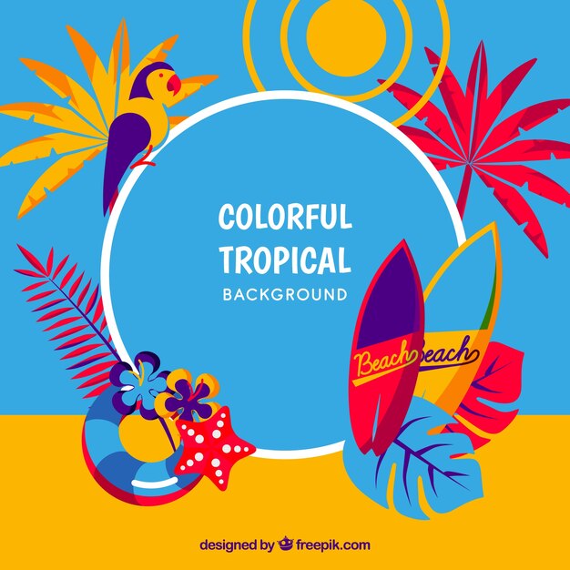 Vector gratuito fondo tropical colorido en estilo plano