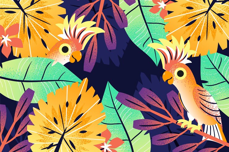 Vector gratuito fondo tropical colorido plano