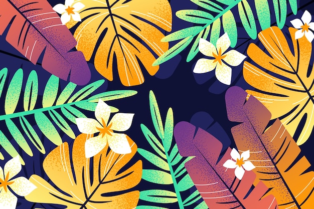 Fondo tropical colorido plano