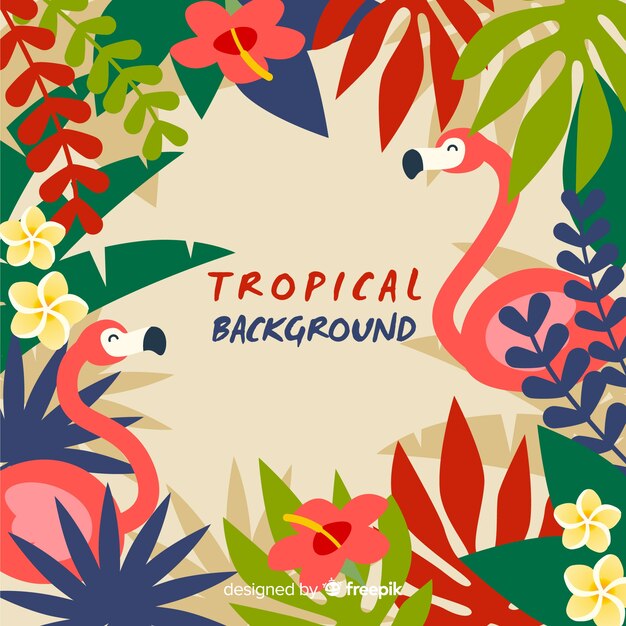 Fondo tropical en diseño plano