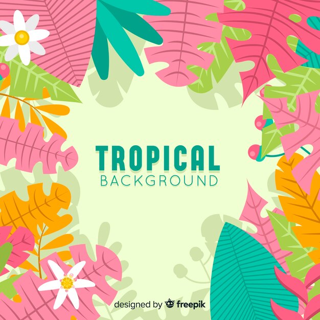 Fondo tropical en diseño plano