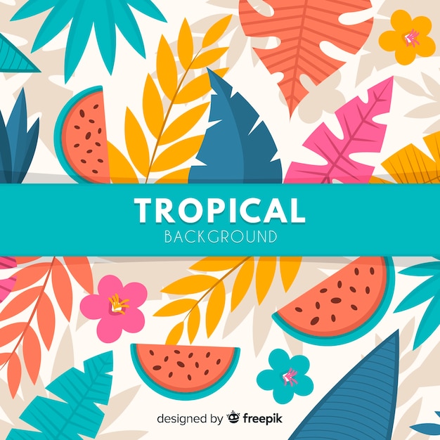 Fondo tropical en diseño plano