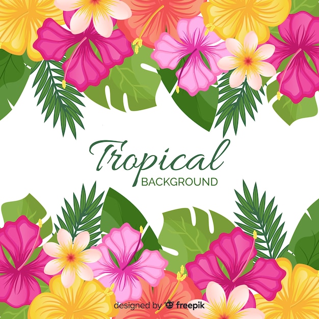 Fondo tropical en diseño plano