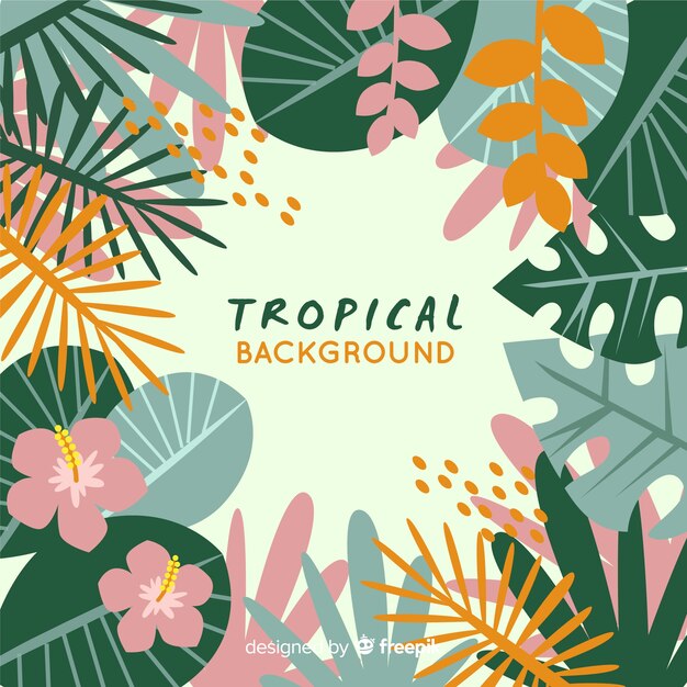 Fondo tropical en diseño plano