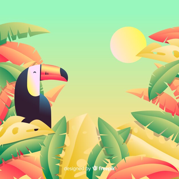 Fondo tropical en diseño plano