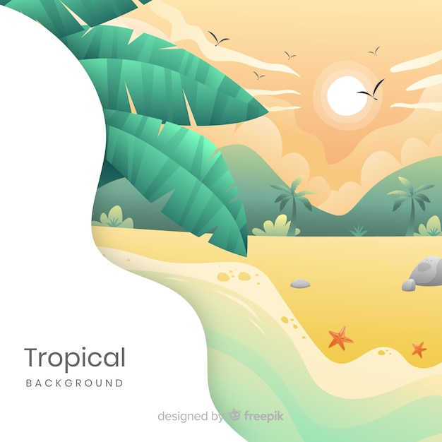 Vector gratuito fondo tropical en diseño plano