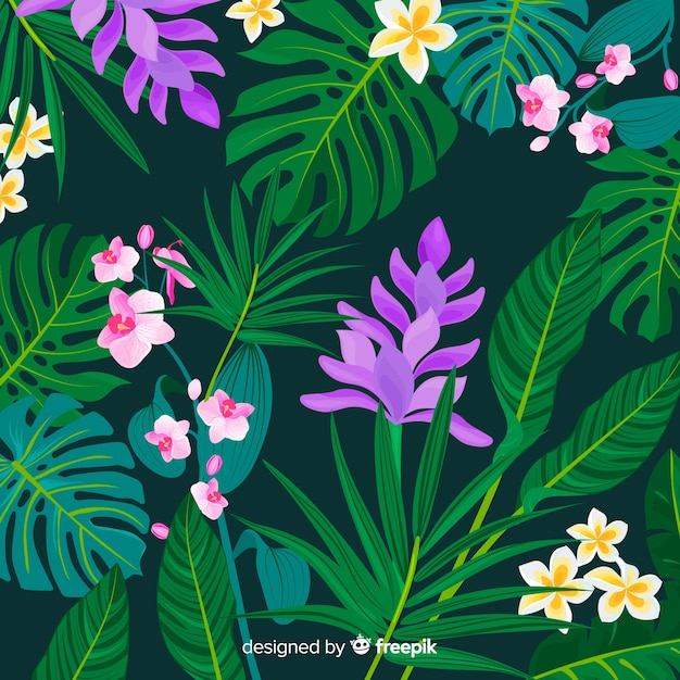 Vector gratuito fondo tropical en diseño plano